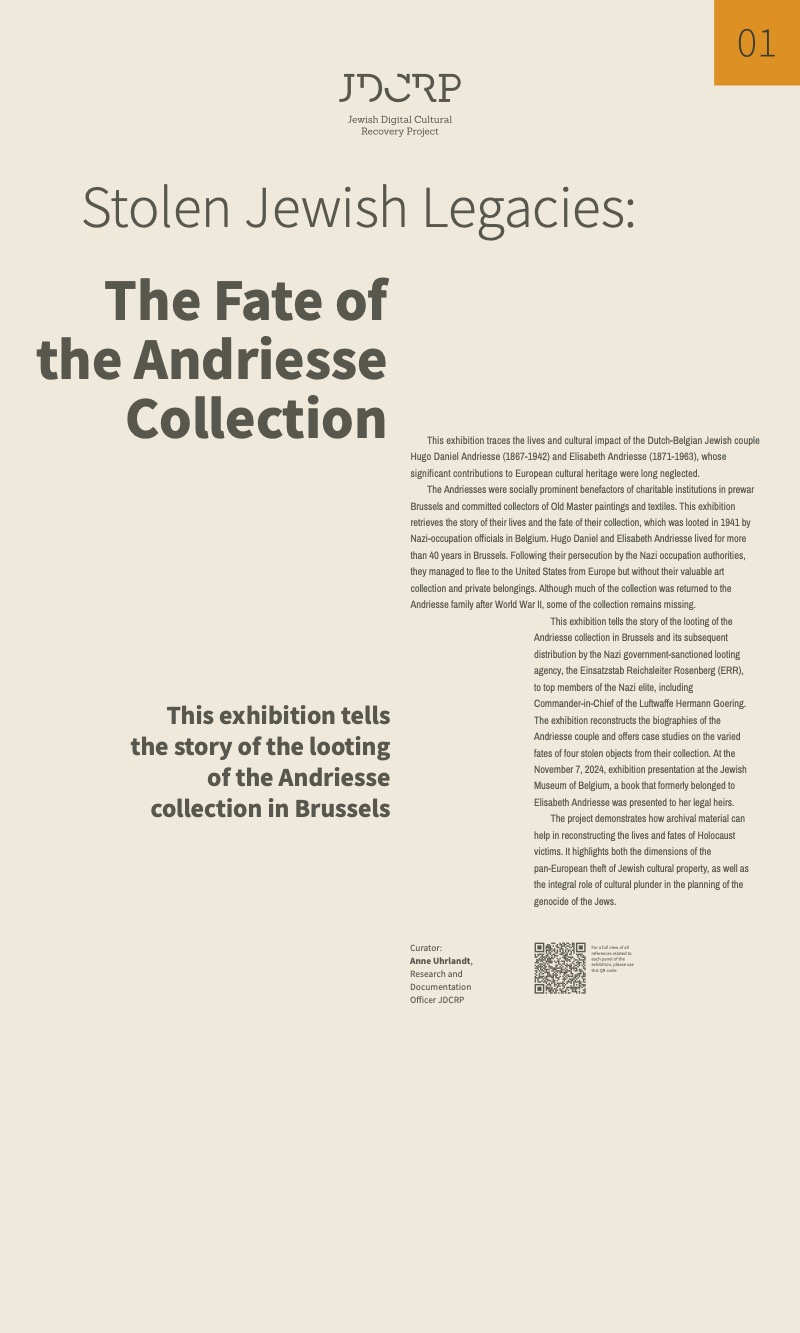 Panel 1 - Stolen Jewish Legacies: The Fate of the Andriesse Collection