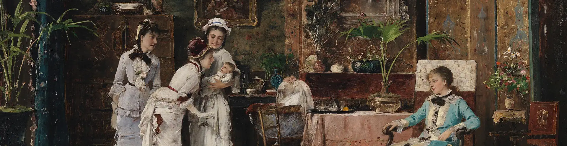 Mihály Munkácsy, "Visitors to the Baby" (1879)